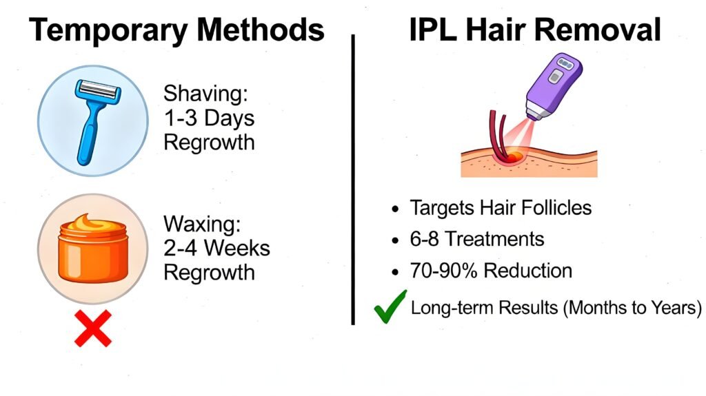 IPL hair removal vs. traditional hair removal methods